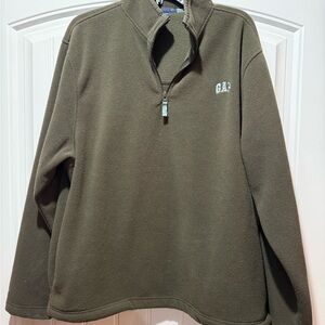 GAP Men's Quarter Zip-Up Fleece in Olive Green